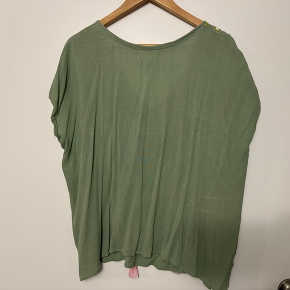 Anthropologie Floreat Gauze Embroidered Floral Top with Tassel - Picture 8 of 9